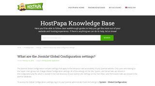 
                            10. What are the Joomla! Global Configuration settings? - HostPapa ...