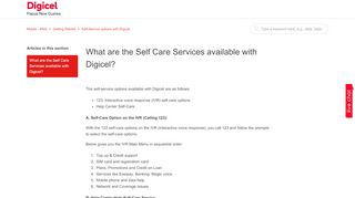 
                            13. What are the Self Care Services available with Digicel? – Mobile - PNG