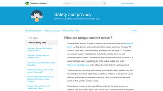 
                            4. What are unique student codes? – ClassDojo Helpdesk