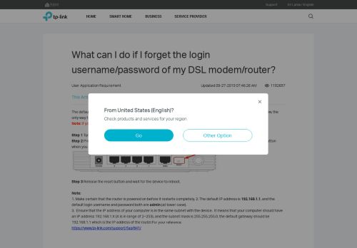 
                            6. What can I do if I forget the login username/password of my ... - TP-Link
