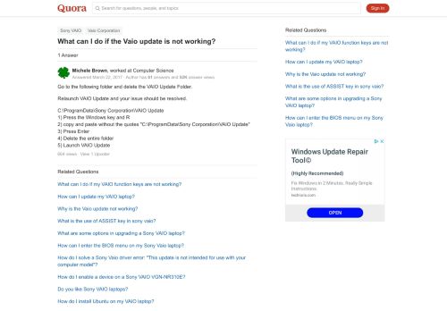 
                            11. What can I do if the Vaio update is not working? - Quora
