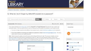 
                            8. What do I do if I forget my AMU/APU student id or password ...