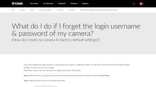 
                            6. What do I do if I forget the login username & password of my camera ...