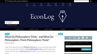 
                            3. What Do Philosophers Think - and What Do Philosophers ... - Econlib