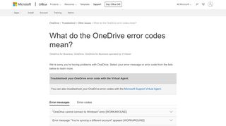 
                            4. What do the OneDrive error codes mean? - OneDrive - Office Support