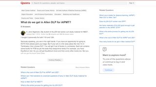 
                            12. What do we get in Allen DLP for AIPMT? - Quora