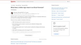 
                            2. What does a dollar sign mean in an Excel formula? - Quora