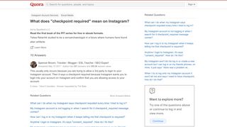 
                            3. What does 'checkpoint required' mean on Instagram? - Quora