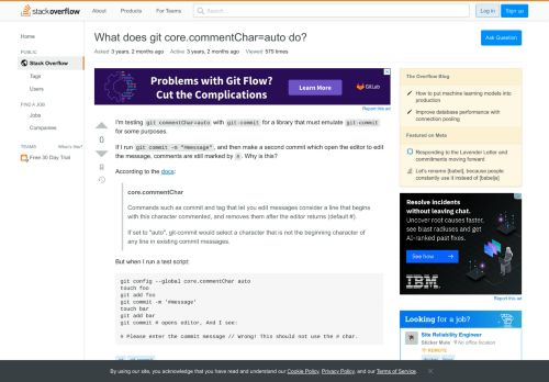 
                            12. What does git core.commentChar=auto do? - Stack Overflow