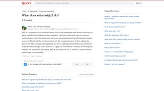 
                            11. What does ssh root@IP do? - Quora