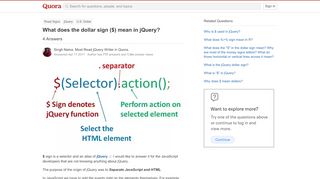 
                            6. What does the dollar sign ($) mean in jQuery? - Quora
