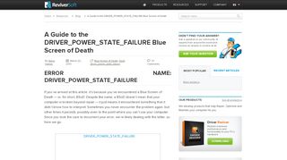 
                            10. What does the Driver Power State Failure Blue Screen error mean?