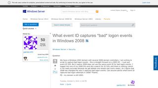 
                            3. What event ID captures *bad* logon events in Windows 2008 - Microsoft