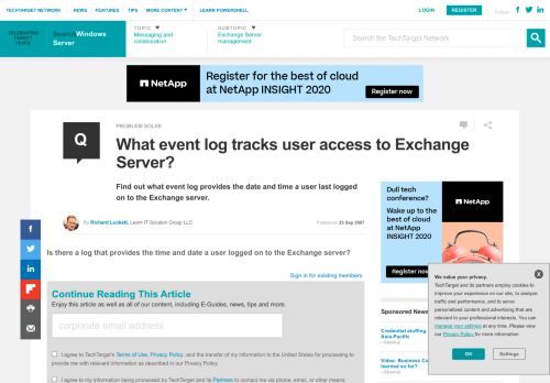 
                            7. What event log tracks user access to Exchange Server?