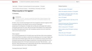 
                            11. What exactly is TCS Ignite? - Quora