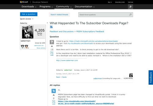 
                            10. What Happended To The Subscriber Downloads Page? - MSDN - Microsoft