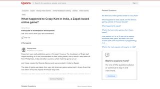
                            12. What happened to Crazy Kart in India, a Zapak based online game ...
