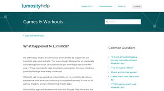 
                            9. What happened to LumiKids? - Help Center Home - Lumosity