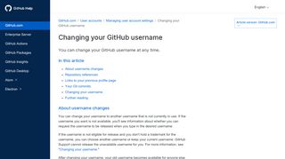 
                            5. What happens when I change my username? - GitHub Help