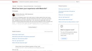 
                            7. What has been your experience with Meetville? - Quora