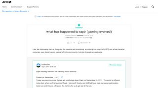 
                            1. what has happened to raptr (gaming evolved) | Community