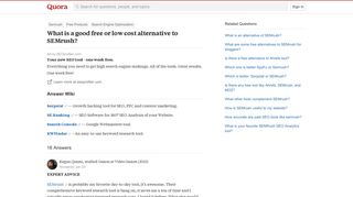 
                            9. What is a good free or low cost alternative to SEMrush? - Quora