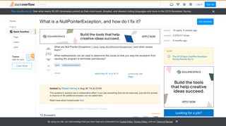 
                            12. What is a NullPointerException, and how do I fix it? - Stack Overflow