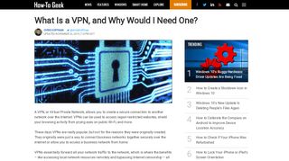 
                            10. What Is a VPN, and Why Would I Need One? - How-To Geek