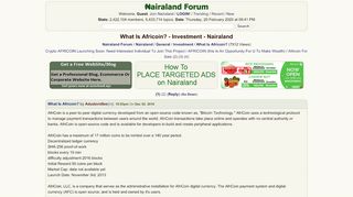 
                            1. What Is Africoin? - Investment - Nigeria - Nairaland Forum