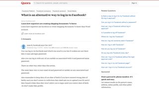 
                            6. What is an alternative way to log in to Facebook? - Quora