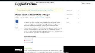 
                            11. What is Client and Web OAuth settings? | Firefox Support Forum ...