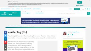 
                            12. What is cluster log (CL)? - Definition from WhatIs.com
