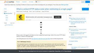 
                            1. What is correct HTTP status code when redirecting to a login page ...