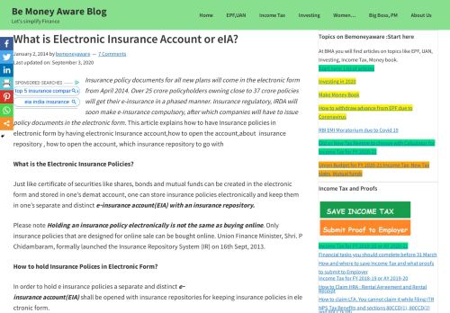 
                            9. What is Electronic Insurance Account or eIA? - BeMoneyAware