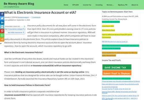
                            13. What is Electronic Insurance Account or eIA? - BeMoneyAware.com