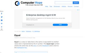 
                            1. What is Equal? - Computer Hope