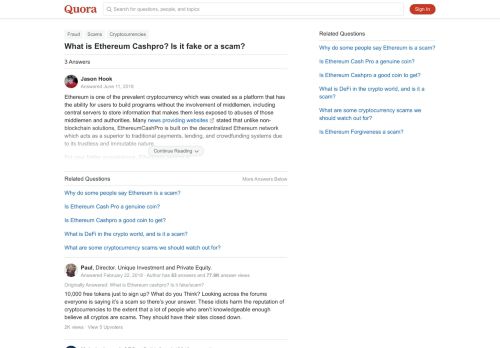 
                            8. What is Ethereum Cashpro? Is it fake or a scam? - Quora