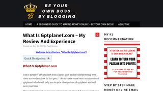
                            10. What Is Gptplanet.com - Be Your Own Boss By Blogging