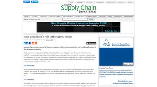
                            13. What is intuition's role in the supply chain? – CSCMP's Supply Chain ...
