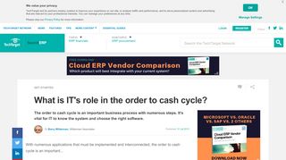 
                            7. What is IT's role in the order to cash cycle? - SearchERP - TechTarget