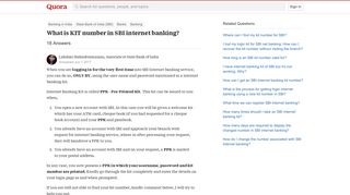 
                            11. What is KIT number in SBI internet banking? - Quora