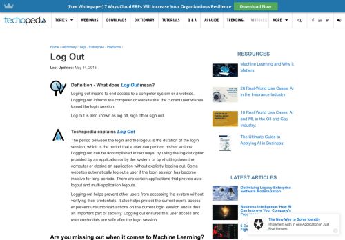 
                            10. What is Log Out? - Definition from Techopedia