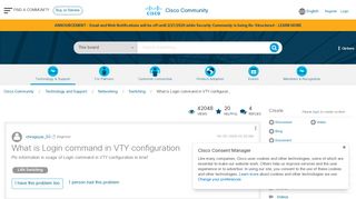 
                            4. What is Login command in VTY configurat... - Cisco Community