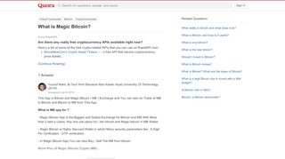 
                            6. What is Magic Bitcoin? - Quora