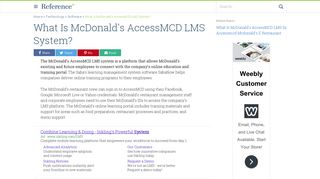 
                            11. What Is McDonald's AccessMCD LMS System? | Reference.com