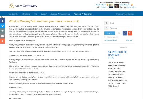 
                            9. What is MonkeyTalk and how you make money on it | MLM Gateway