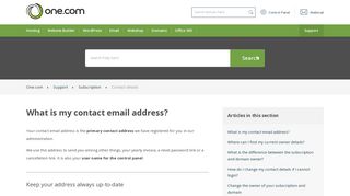 
                            7. What is my contact email address? – Support | One.com