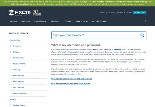 
                            12. What is my login and password? - FXCM Support