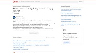 
                            9. What is Naspers and why do they invest in emerging markets? - Quora