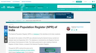 
                            6. What is National Population Register (NPR) of India? - Definition from ...